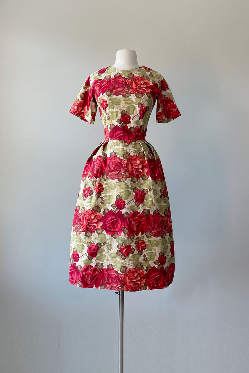 1950s Red Rose Dress | SMALL – Mill Street Vintage